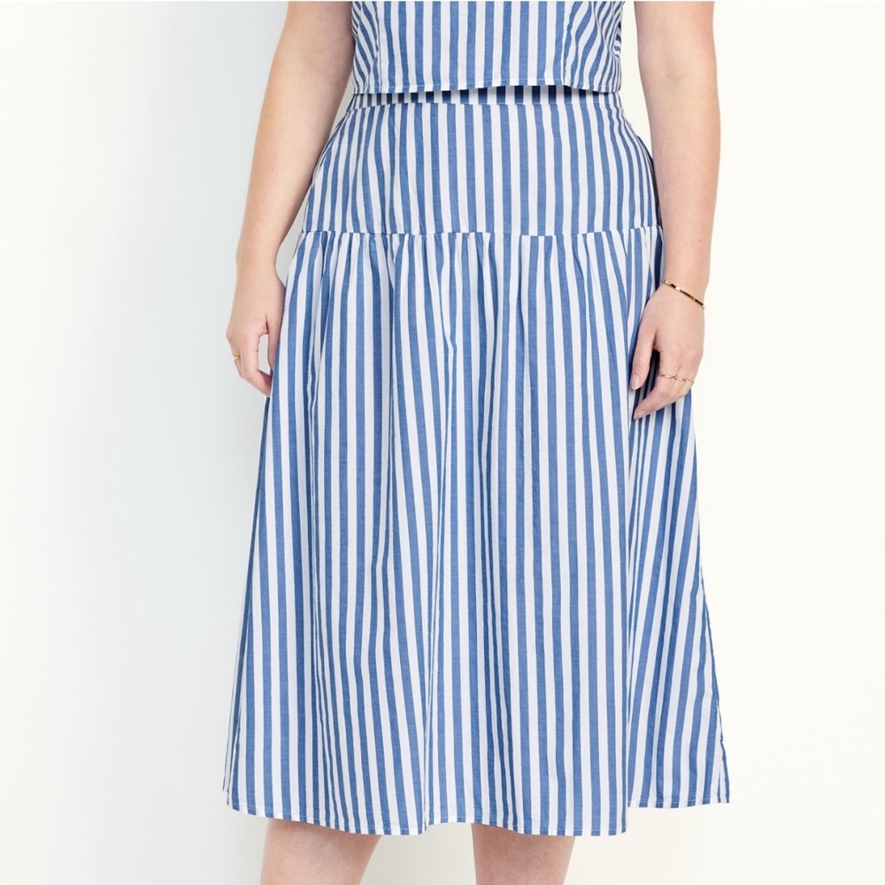 Old Navy xxl drop waist midi skirt blue and white skirt. New nwt - Picture 6 of 7